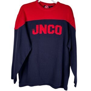 JNCO Y2K 2003 Red Navy Colorblock Logo Crewneck Streetwear Shirt Men’s Size XL